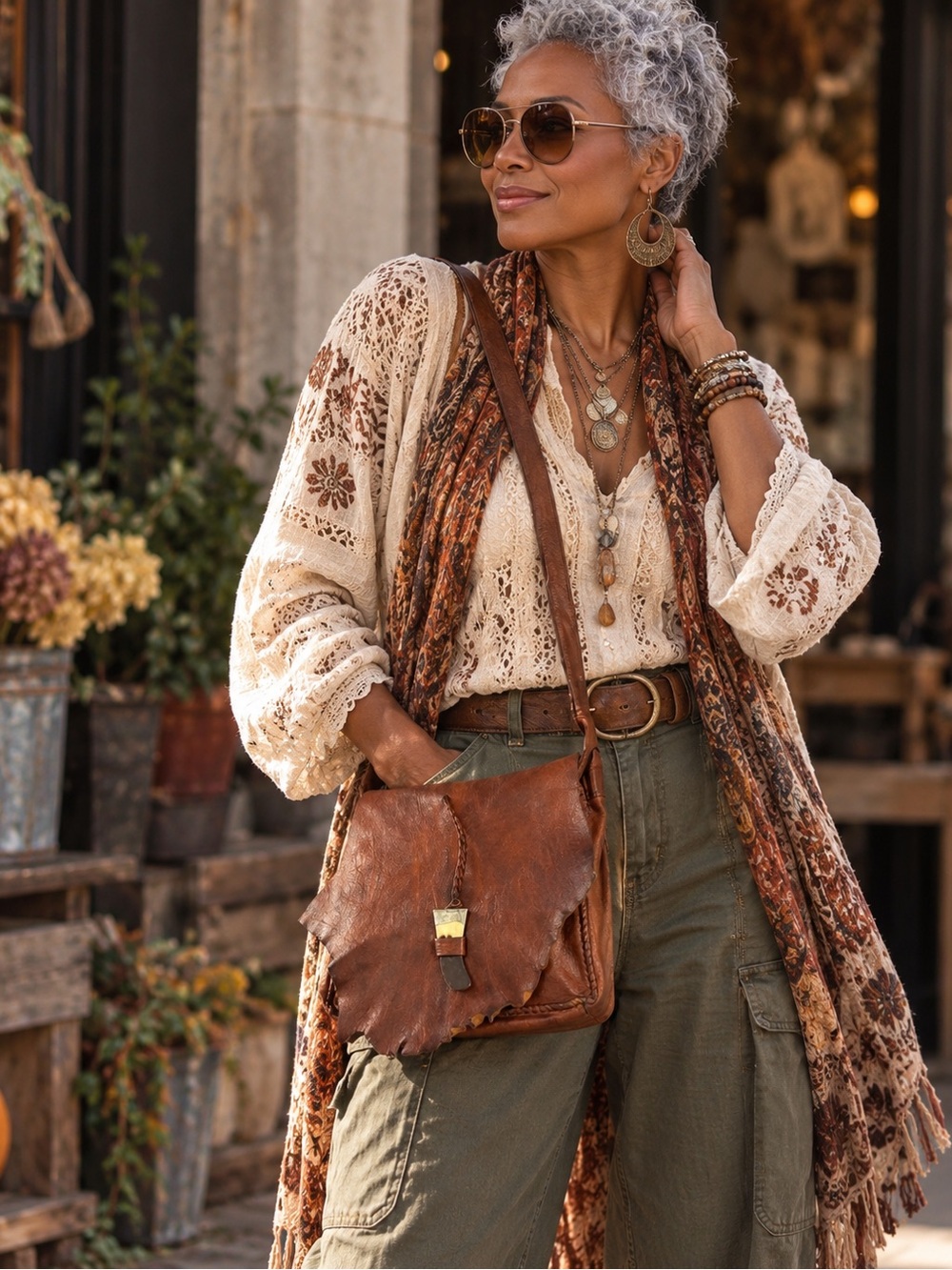 Traditional Moroccan Artisan Handmade Leather Crossbody Bag in Brown